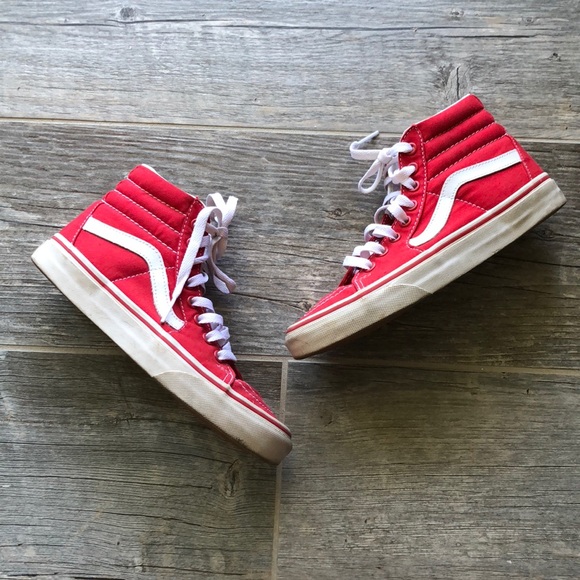 vans sk8 hi red canvas